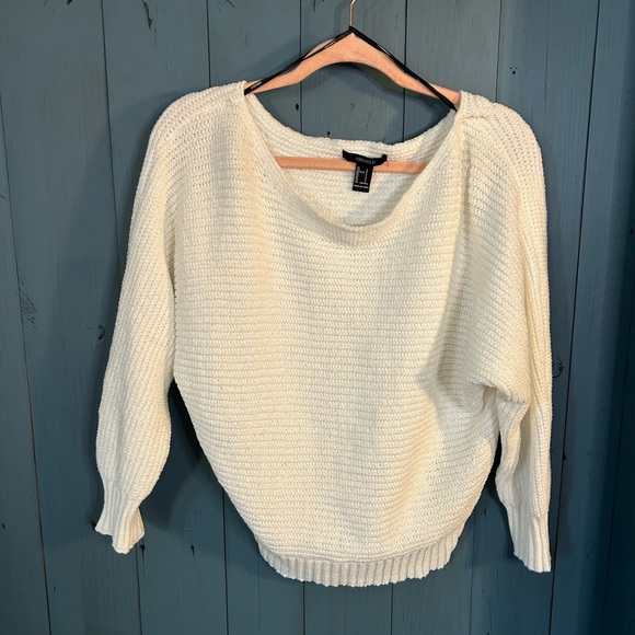 Forever 21 Sweaters - Forever 21 White Oversized Knit Sweater | Size Medium